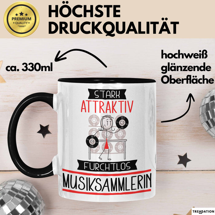 Musiksammlerin Tasse Geschenk Becher Stark Attraktiv Furchtlos Musiksammlerin Lustige Geschenkidee Trendation