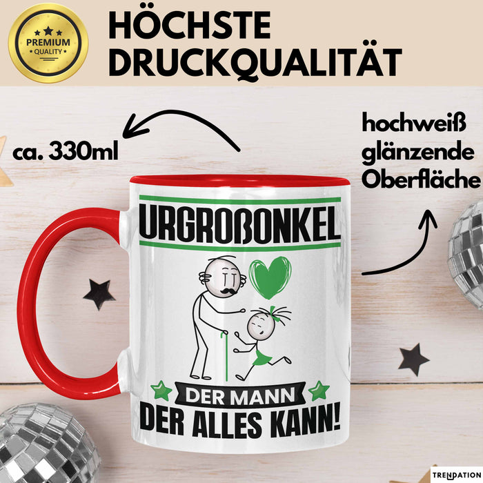 Urgroßonkel Tasse Geschenk für Urgroßonkel Der Mann Der Alles Kann Geschenkidee zum Geburtstag Rot Trendation