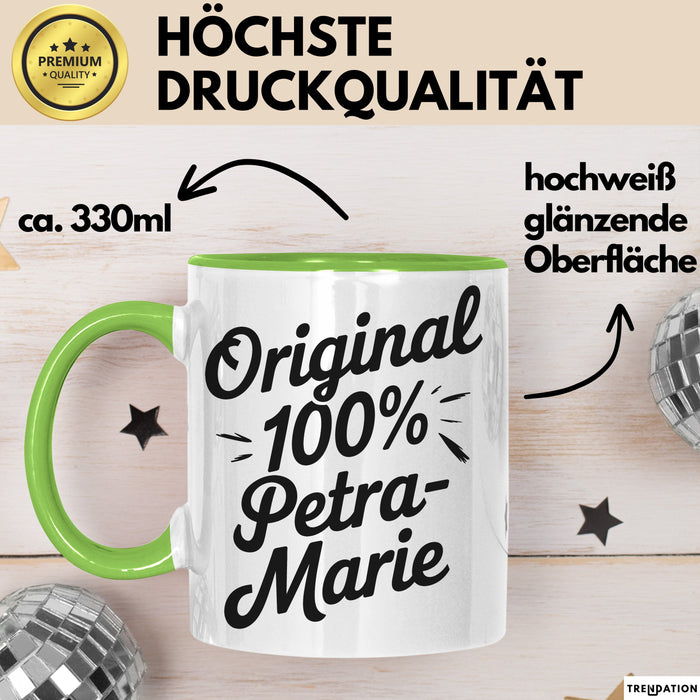 Petra-Marie Tasse Geschenk Original 100% Petra-Marie Geschenkidee Geburtstag Grün Trendation