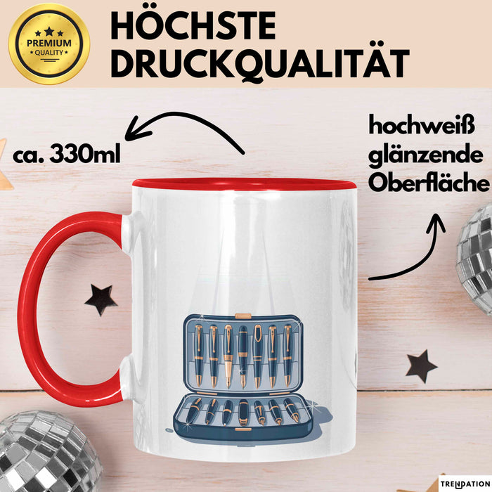 Stift Sammler Tasse Geschenk Lustige Geschenkidee Spruch Für Schreibwerkzeug Fans Rot Trendation