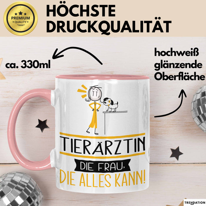 Tierärztin Geschenk Tasse Becher Die Frau Die Allen Kann Geschenkidee für eine Tierärztin Lustig Rosa Trendation