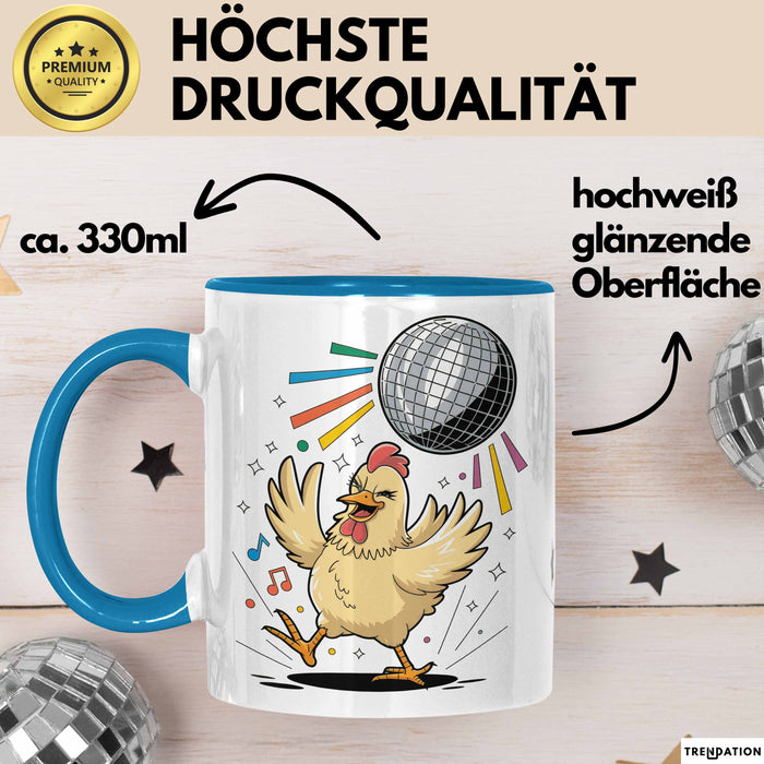 Hühnerliebhaber Tasse Geschenkidee für Geflügel Fans Blau Trendation