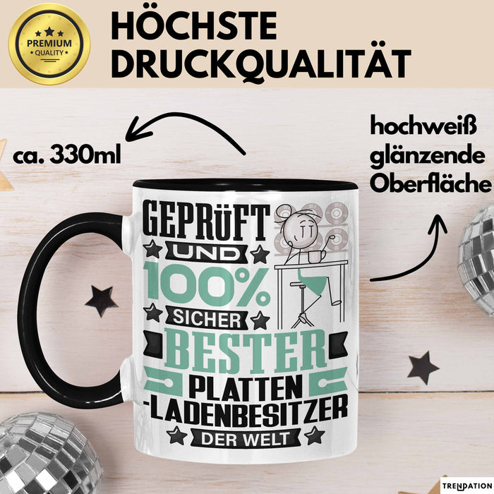 Plattenladenbesitzer Geschenk Lustiger Spruch für Plattenladenbesitzer Geschenkidee Bester Plattenladenbesitzer Der Welt Schwarz Trendation