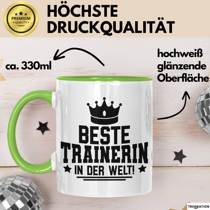 Trainerin Tasse Geschenk Beste Trainerin In Der Welt Fussball Handball Hockey Trainerin Grün Trendation