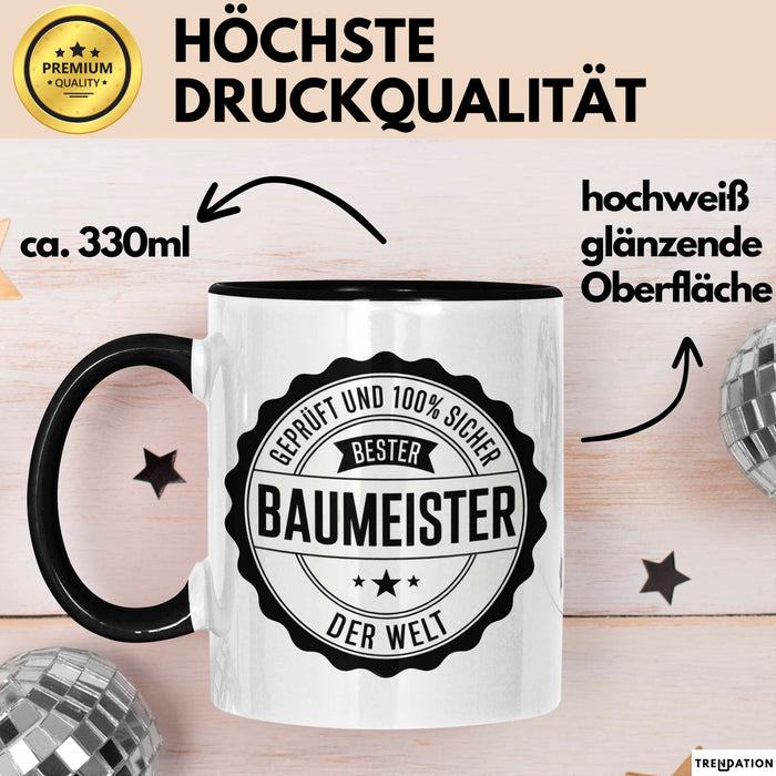 Bauarbeiter Tasse Geschenk 100% Bester Bauleiter Handwerker Geschenkidee Lustig Trendation