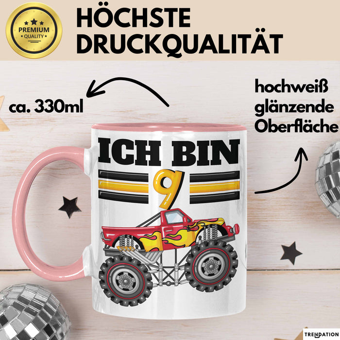 9. Geburtstag Geschenk Tasse Becher Jungs Trucks Geburtstagsgeschenk Ich Bin 9 Rosa Trendation