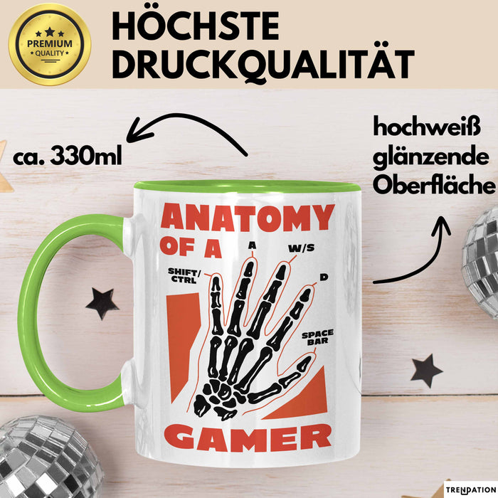 Gamer Geschenk Tasse Anatomy Of A Gamer Zocker Lustige Geschenkidee Grün Trendation