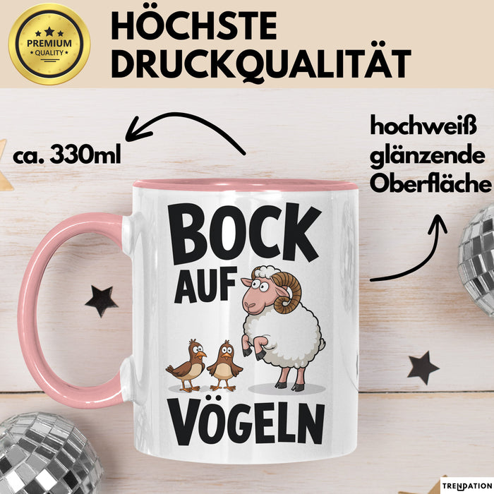 Lustige Tasse Geschenk Bock Auf Voegeln Geschenkidee Witzig Erwachsene Rosa Trendation