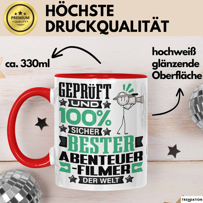 Abenteuerfilmer Geschenk Lustiger Spruch für Abenteuerfilmer Geschenkidee Bester Abenteuerfilmer Der Welt Rot Trendation