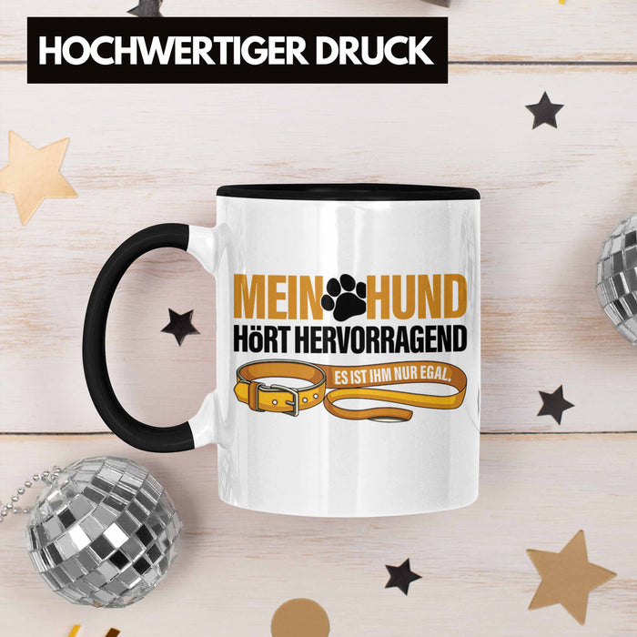 TRENDATION Tasse Hundeliebhaber Hundemama Hundepapa Hund Spruch Kaffeetasse Geschenk Schwarz Trendation