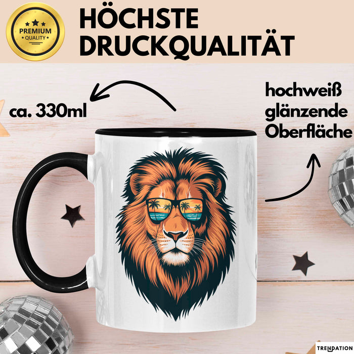 Löwenkunst Sonnenbrille Tasse Geschenk Lustige Geschenkidee Spruch Schwarz Trendation