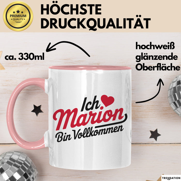 Marion Tasse Geschenk Ich Bin Vollkommen Marion Geschenkidee Geburtstag Rosa Trendation