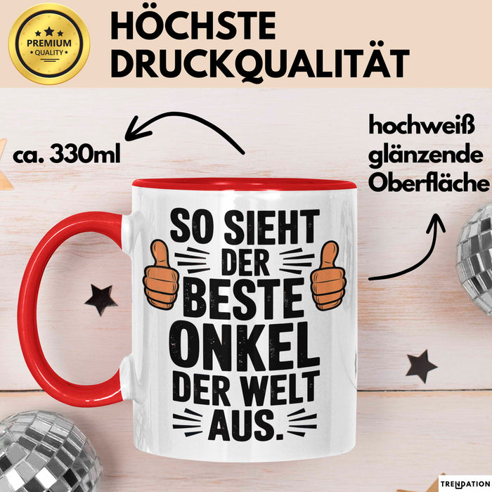 Onkel Sarkastisch Sarkasmus Tasse Geschenk Lustige Geschenkidee Spruch So Sieht Der Beste Onkel Der Welt Aus Rot Trendation