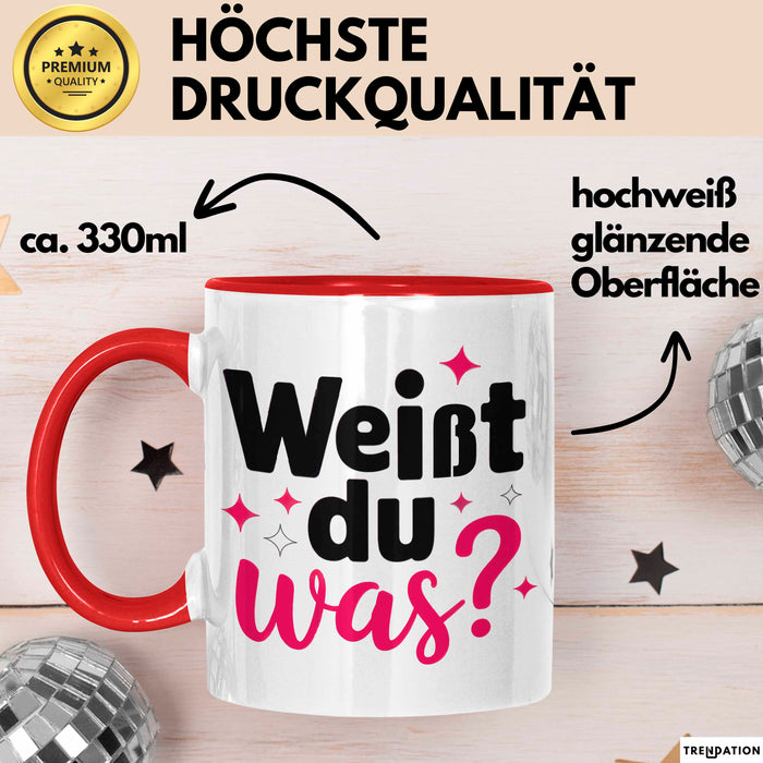 Big Sister Ältere Geschwister Schwestern Tasse Becher Geschenk Lustige Geschenkidee Spruch Weißt Du Was Rot Trendation