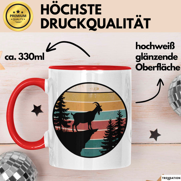 Ziegenbauer Ziegen Tier Retro Tasse Geschenk Lustige Geschenkidee Spruch Rot Trendation
