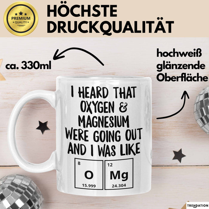 Chemielehrer Unterricht Tasse Geschenk Lustige Geschenkidee Spruch Ich Habe Gehört Dass Sauerstoff & Magnesium Ausgehen Weiß Trendation