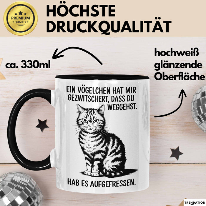 Büroarbeit Kollege Tasse Geschenk Lustige Geschenkidee Spruch Ein Vögelchen Hat Mir Gezwitschert Dass Du Weggehst Hab Es Aufgefressen Trendation