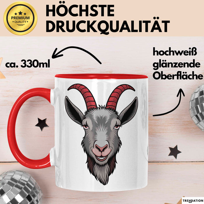 Ziegenliebhaber Tasse Geschenkidee Stalltier Enthusiast Geschenkidee Lustig Rot Trendation