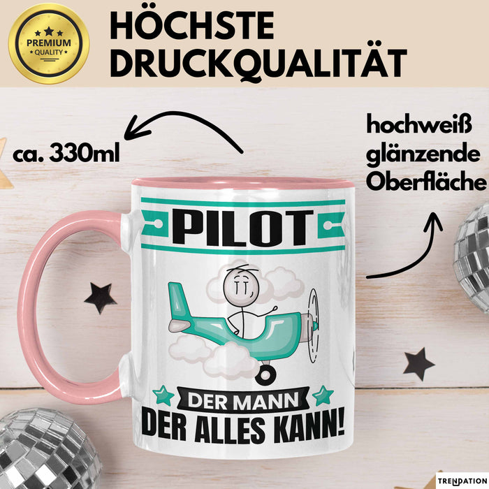 Pilot Tasse Geschenk für Pilot Der Mann Der Alles Kann Geschenkidee zum Geburtstag Rosa Trendation