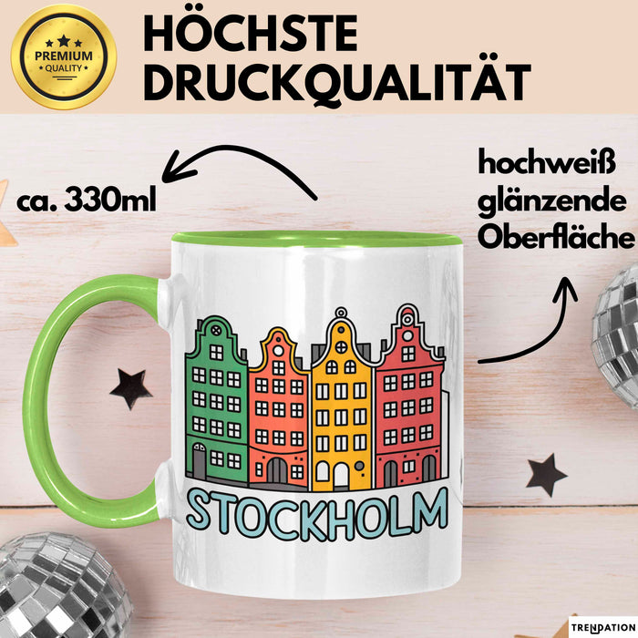 Stockholm Schweden Skandinavien Schwedisch Tasse Geschenk Lustige Geschenkidee Spruch Grün Trendation