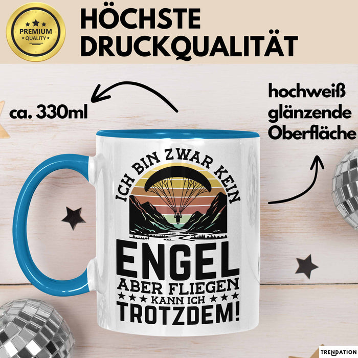 Fallschirmspringer Tasse Geschenk Ich Bin Zwar Kein Engel Aber Fliegen Kann Ich Trotzdem Geschenkidee Becher Blau Trendation