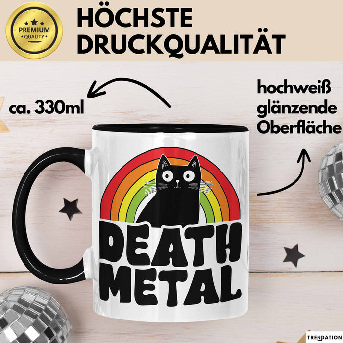 Death Metal Tasse Geschenk Katze Becher Geschenkidee Humor Katzen-Liebhaber Trendation