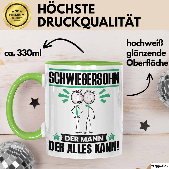 Schwiegersohn Tasse Geschenk für Schwiegersohn Der Mann Der Alles Kann Geschenkidee zum Geburtstag Grün Trendation