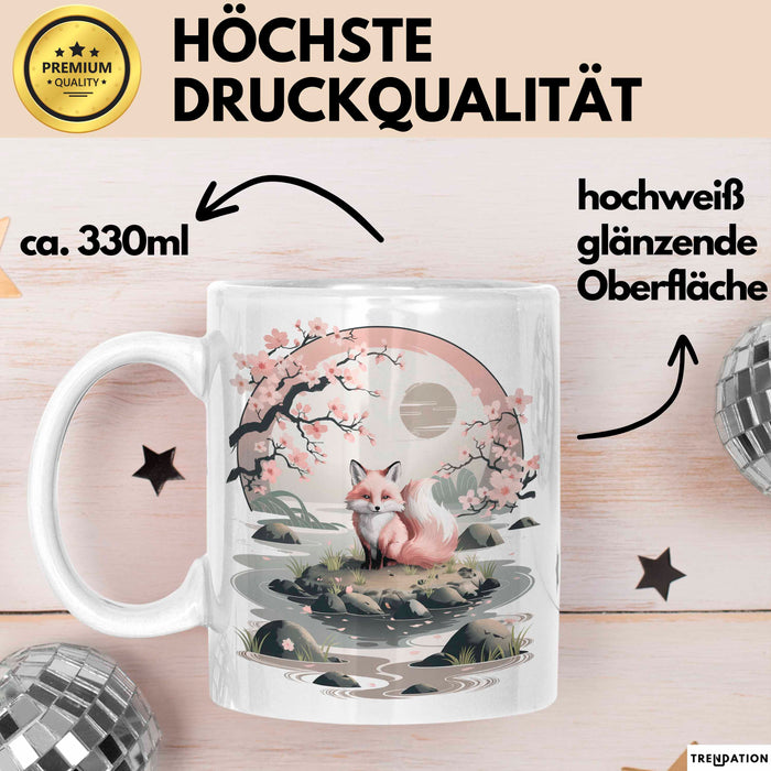 Fuchs Tierliebhaber Tasse Geschenk Lustige Geschenkidee Spruch Japanischer Kitsune Fuchs Weiß Trendation