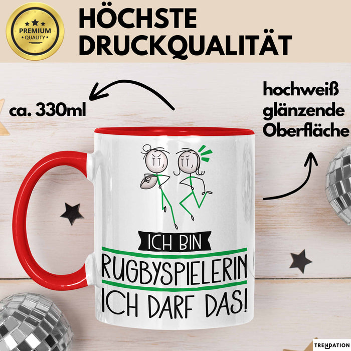 Geschenk für Rugbyspielerin Tasse Lustige Geschenkidee Geburtstag Ich Bin Rugbyspielerin Ich Darf Das Rot Trendation