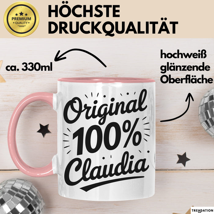 Claudia Tasse Geschenk Original 100% Claudia Geschenkidee Geburtstag Rosa Trendation