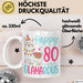 80er Geburtstag Tasse Geschenk Happy 80 And Glamarous Llama Alpaka Liebhaber Geschenkidee zum Geburtstag Weiß Trendation