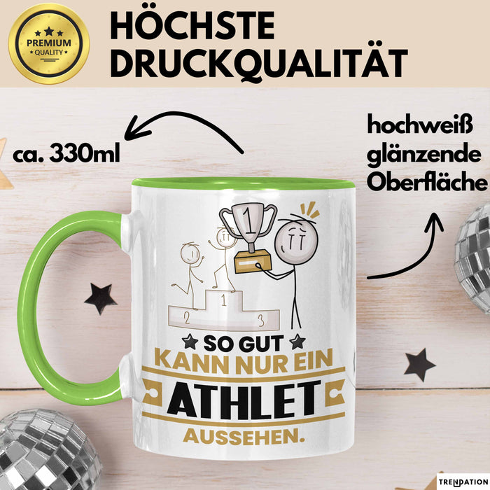 Athlet Geschenk Tasse So Gut Kann Nur Ein Athlet Aussehen Geschenkidee Kaffee-Becher Grün Trendation