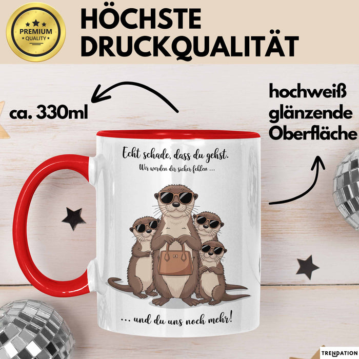 Büroarbeit Kollege Abschied Tasse Geschenk Lustige Geschenkidee Spruch Echt Schade Dass Du Gehst Rot Trendation