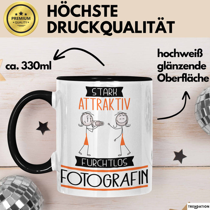 Fotografin Tasse Geschenk Becher Stark Attraktiv Furchtlos Fotografin Lustige Geschenkidee Trendation