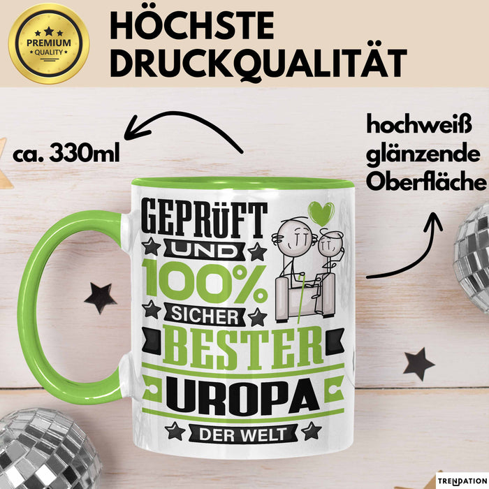 Uropa Geschenk Lustiger Spruch für Uropa Geschenkidee Bester Uropa Der Welt Grün Trendation