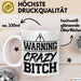 Humor Tasse Warning Crazy Bit*** Geschenkidee Verrückte Kollegin Kaffee-Becher Weiß Trendation