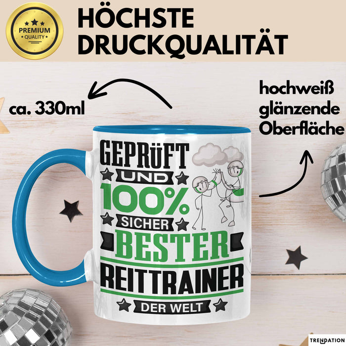 Reittrainer Geschenk Lustiger Spruch für Reittrainer Geschenkidee Bester Reittrainer Der Welt Blau Trendation
