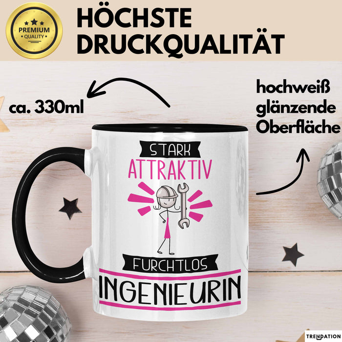 Ingenieurin Tasse Geschenk Becher Stark Attraktiv Furchtlos Ingenieurin Lustige Geschenkidee Trendation