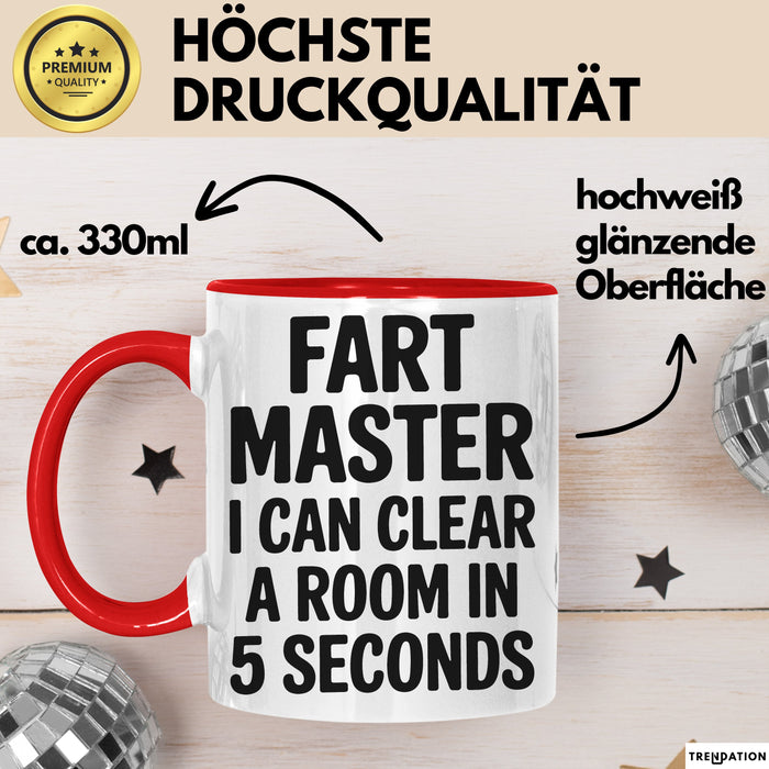 Furz Tasse Geschenk Fart Master I Can Clear A Room Geschenkidee Lustig Rot Trendation