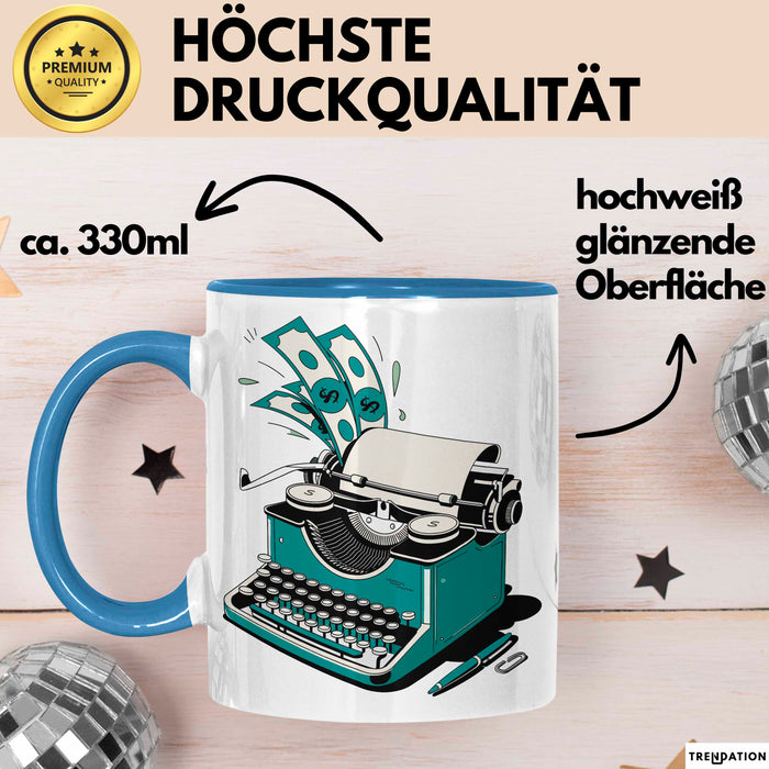 Freiberuflicher Autor Tasse Geschenkidee für Wortliebhaber Blau Trendation