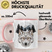 Wolf Tasse Geschenk Realistisch Berglandschaft Vollmond Geschenkidee Rosa Trendation