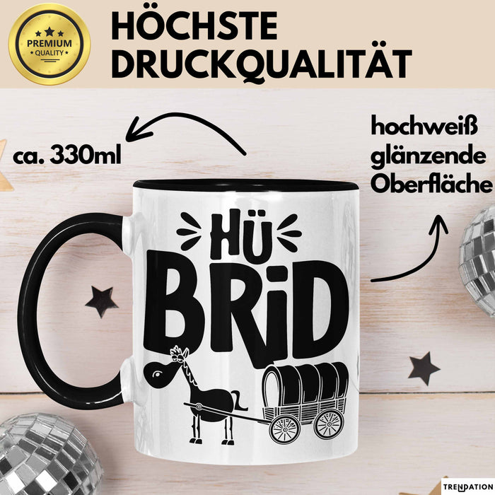Hü Brid Tasse Geschenk Esel Hybrid Lustiges Hybrid Auto Pferd Esel Geschenkidee E-Auto Elektroauto Schwarz Trendation