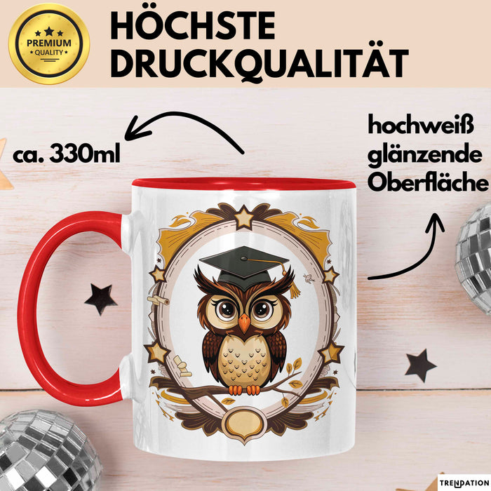 Eulenliebhaber Tasse Geschenkidee für Nachtwesen Fans Rot Trendation