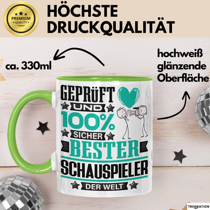 Schauspieler Geschenk Lustiger Spruch für Schauspieler Geschenkidee Bester Schauspieler Der Welt Grün Trendation