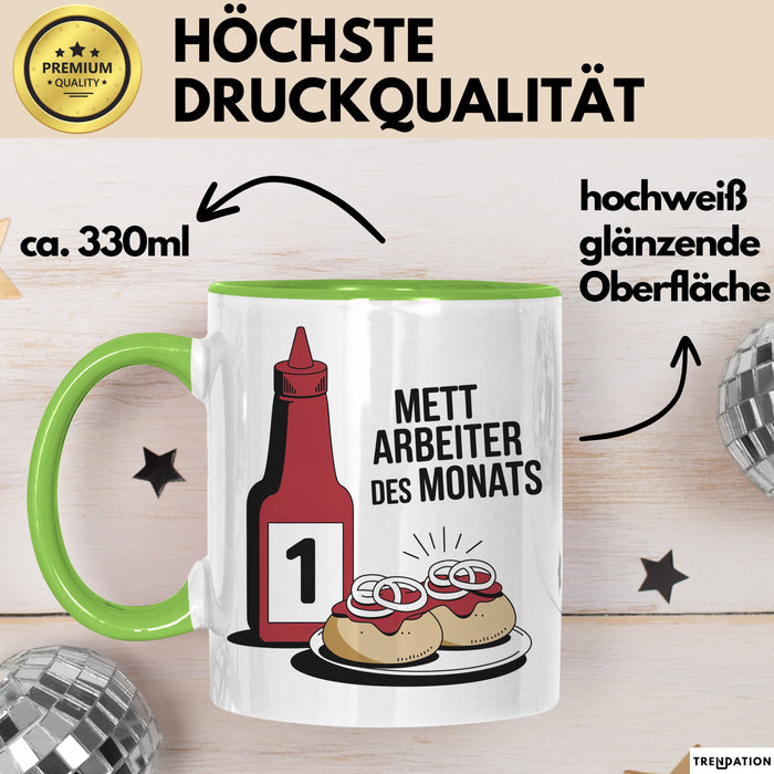 Metzger Tasse Geschenk Mett Arbeiter Des Monats Geschenkidee Lustig Beruf Grün Trendation