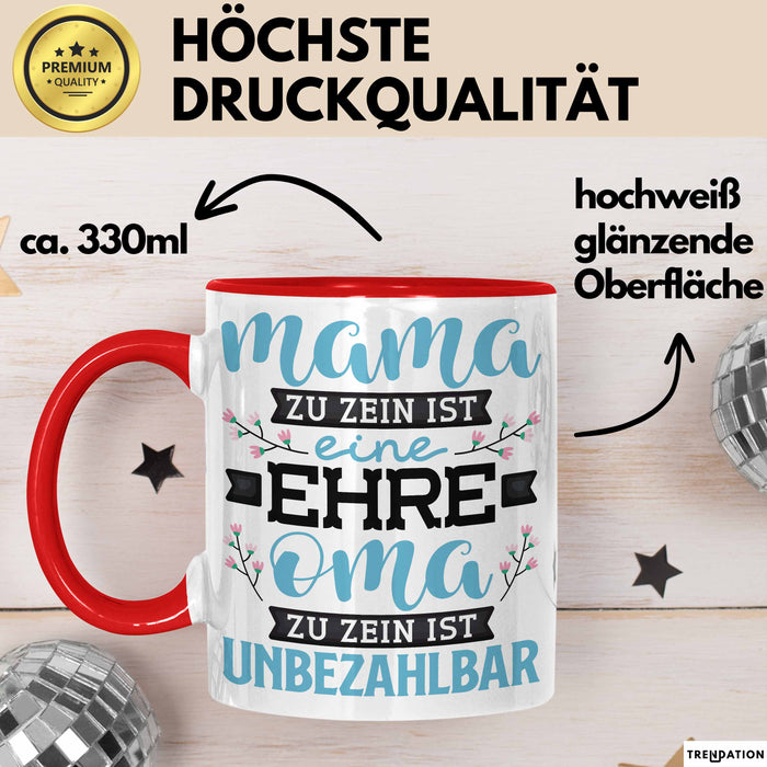 Unbezahlbare Oma Tasse Geschenk Muttertag Spruch Liebevoll Rot Trendation