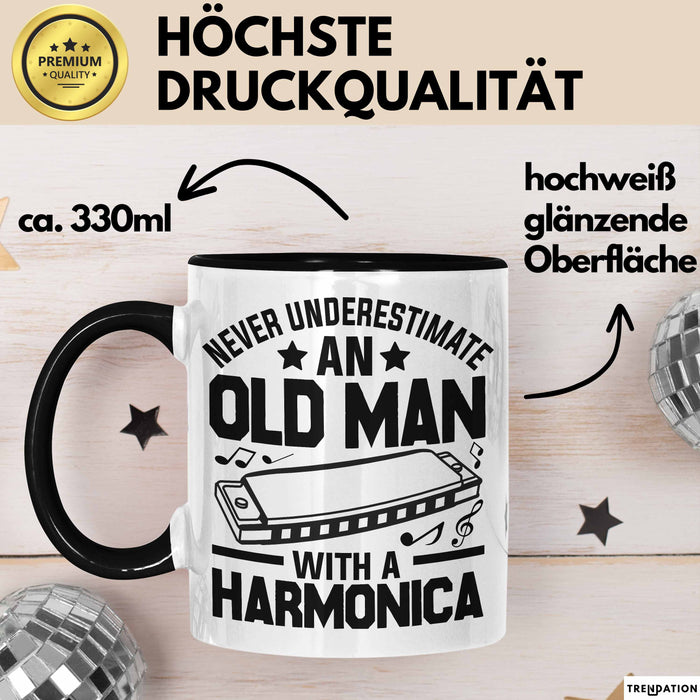 Mundharmonika Tasse Geschenk Vintage Retro Mundharmonika Spieler Geschenk Trendation