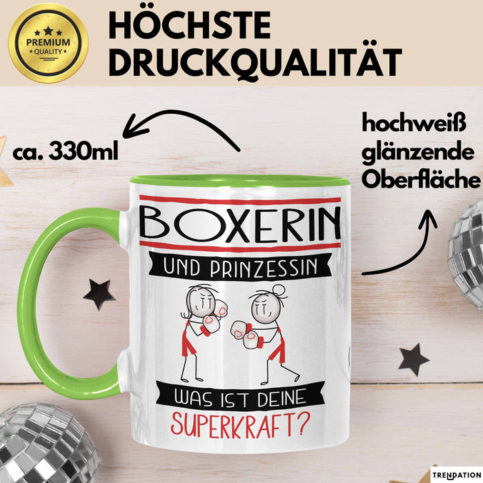Boxerin Und Prinzessin Tasse Geschenk Für Eine Boxerin Geburtstag Was Ist Deine Superkraft Grün Trendation