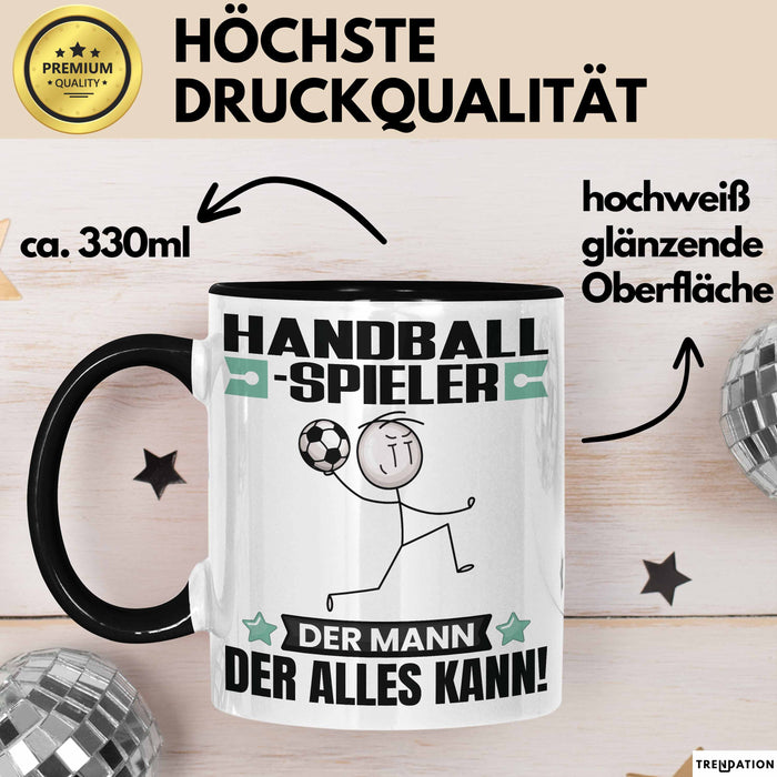 Handballspieler Tasse Geschenk für Handballspieler Der Mann Der Alles Kann Geschenkidee zum Geburtstag Schwarz Trendation
