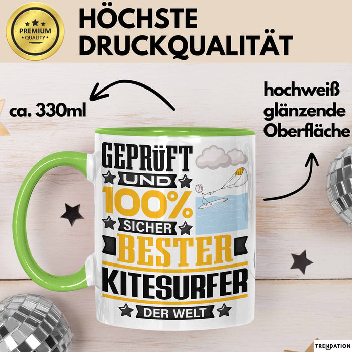Kitesurfer Geschenk Lustiger Spruch für Kitesurfer Geschenkidee Bester Kitesurfer Der Welt Grün Trendation